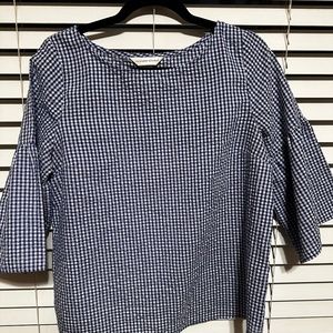 Christopher & Banks Gingham Peplum Sleeve Top